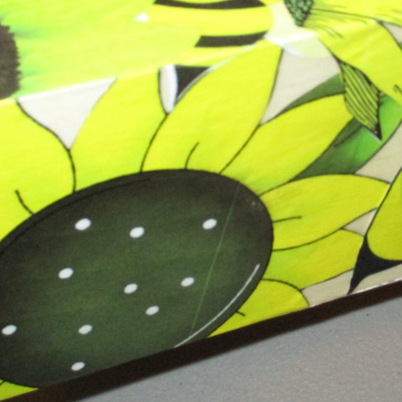 Bumble Bee Yellow Decoupage Wooden Stash Box Sunflower Catchall Hand Crafted - Picture 7 of 7